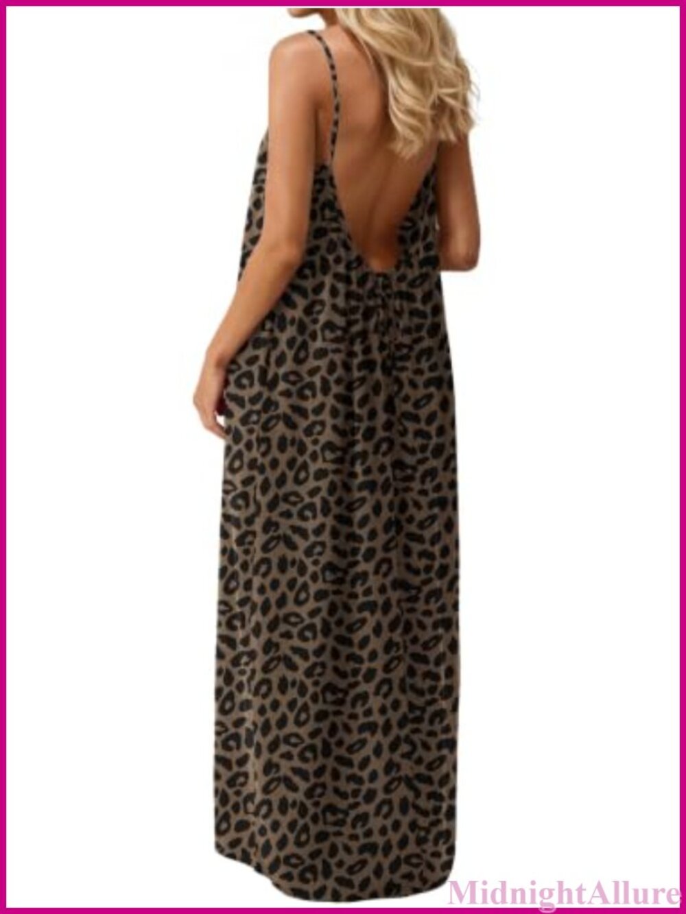 Spaghetti Strap Backless Flowy Sundress Beach Coverup with Pockets